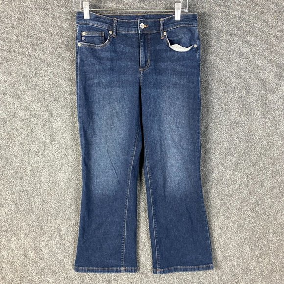 Chaps Mid Rise Crop Kick Jeans Women's Size 8/29 Denim Stretch Cotton Blend - Picture 1 of 10